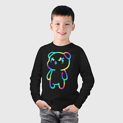 Лонгслив хлопковый детский Cool neon bear, цвет: черный — фото 2