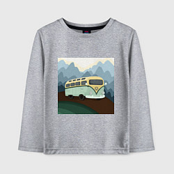 Лонгслив хлопковый детский Машина и горы в путешествии, цвет: меланж