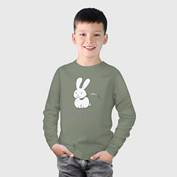Лонгслив хлопковый детский Кролик белый с лентой, цвет: авокадо — фото 2