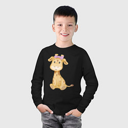 Лонгслив хлопковый детский Милый жирафик с бантиком, цвет: черный — фото 2