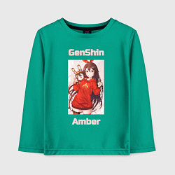 Лонгслив хлопковый детский Amber Genshin impact, цвет: зеленый