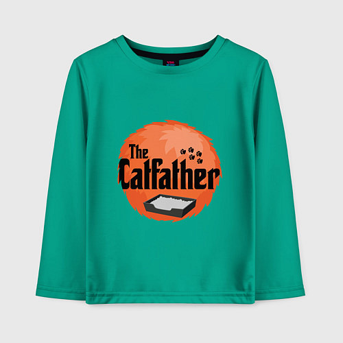Детский лонгслив Cat father / Зеленый – фото 1