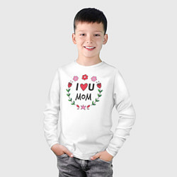 Лонгслив хлопковый детский I love you mom, цвет: белый — фото 2
