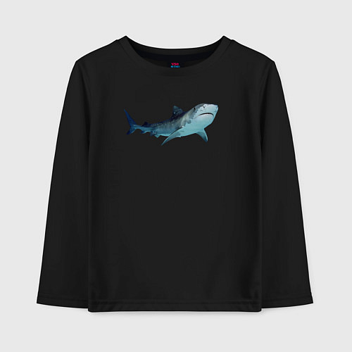 Детский лонгслив Realistic shark / Черный – фото 1