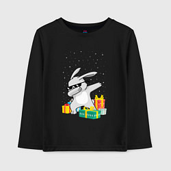 Лонгслив хлопковый детский Кролик ДЭБ и новый год, цвет: черный