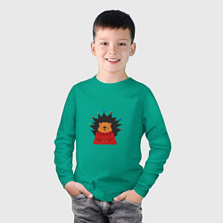 Лонгслив хлопковый детский Ёлочный ёжик, цвет: зеленый — фото 2