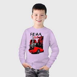 Лонгслив хлопковый детский Машина в городе, цвет: лаванда — фото 2