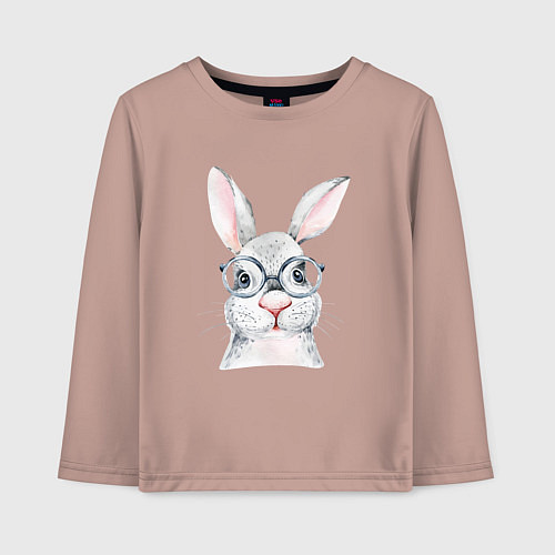 Детский лонгслив Серый кролик / Пыльно-розовый – фото 1