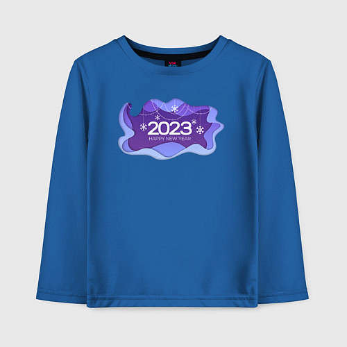 Детский лонгслив Новый год 2023 объёмный арт / Синий – фото 1