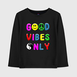 Лонгслив хлопковый детский Good vibes only, цвет: черный