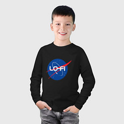 Лонгслив хлопковый детский Lofi - Nasa theme, цвет: черный — фото 2