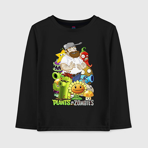 Детский лонгслив Craaazy Dave plants / Черный – фото 1
