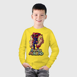 Лонгслив хлопковый детский Cупер Марио, цвет: желтый — фото 2