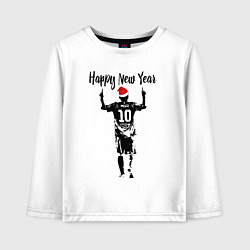 Лонгслив хлопковый детский Лионель Месси Happy New Year, цвет: белый