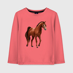 Лонгслив хлопковый детский Тракененская лошадь, цвет: коралловый