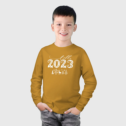 Детский лонгслив Hello New Year 2023 / Горчичный – фото 3