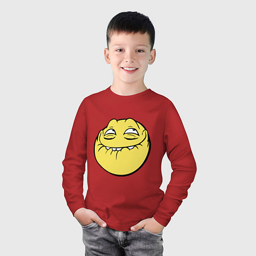 Детский лонгслив Smiley trollface / Красный – фото 3