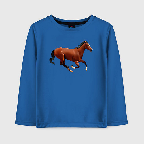 Детский лонгслив Чистокровная верховая лошадь / Синий – фото 1