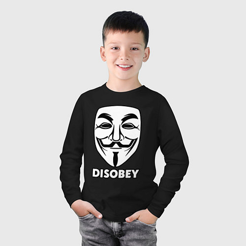 Детский лонгслив Guy Fawkes - disobey / Черный – фото 3