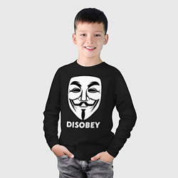 Лонгслив хлопковый детский Guy Fawkes - disobey, цвет: черный — фото 2