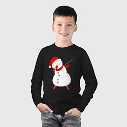 Лонгслив хлопковый детский Снеговик дэб, цвет: черный — фото 2