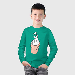 Лонгслив хлопковый детский Hand click, цвет: зеленый — фото 2