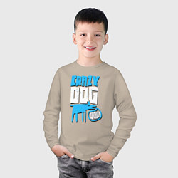 Лонгслив хлопковый детский Гавкающая собака, цвет: миндальный — фото 2