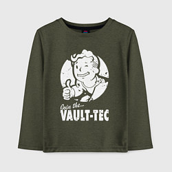 Лонгслив хлопковый детский Vault boy - join the vault tec, цвет: меланж-хаки