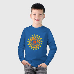 Лонгслив хлопковый детский Солнечная мандала свадхистана, цвет: синий — фото 2