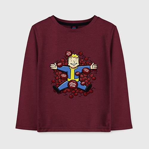 Детский лонгслив Vault boy caps / Меланж-бордовый – фото 1