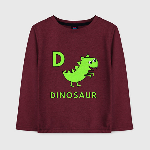 Детский лонгслив Dinosaur D / Меланж-бордовый – фото 1