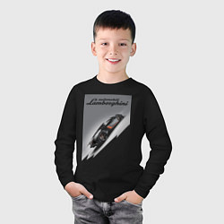 Лонгслив хлопковый детский Lamborghini - concept - sketch, цвет: черный — фото 2