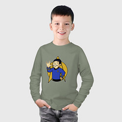 Лонгслив хлопковый детский Spoke - vault boy, цвет: авокадо — фото 2