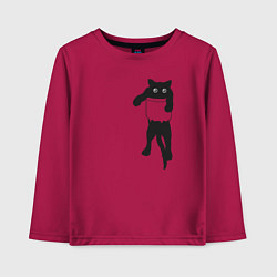 Лонгслив хлопковый детский Черный котик в кармане, цвет: маджента