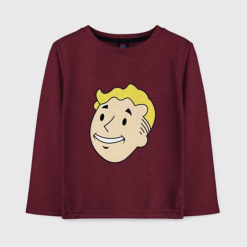 Детский лонгслив Vault boy head / Меланж-бордовый – фото 1