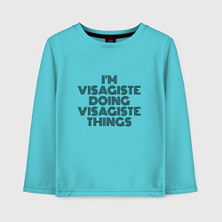 Лонгслив хлопковый детский Im visagiste doing visagiste things vintage, цвет: бирюзовый