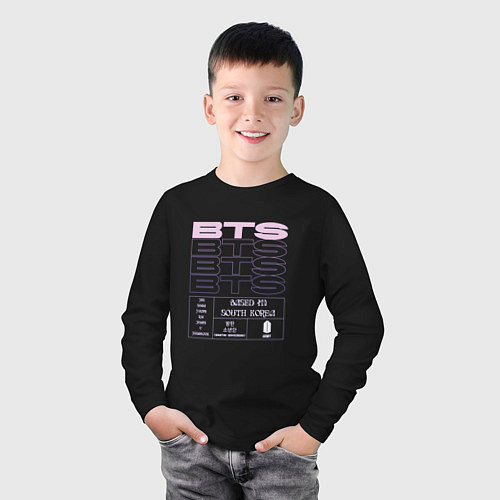 Детский лонгслив BTS kpop group info / Черный – фото 3