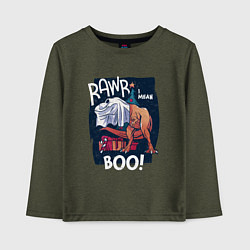 Лонгслив хлопковый детский Rawr boo, цвет: меланж-хаки