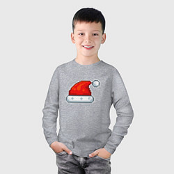 Лонгслив хлопковый детский Пиксельная шапка Санта Клауса, цвет: меланж — фото 2