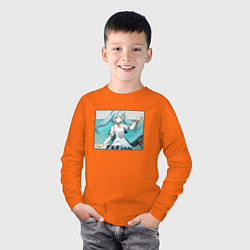 Лонгслив хлопковый детский Фарузан Геншин импакт, цвет: оранжевый — фото 2