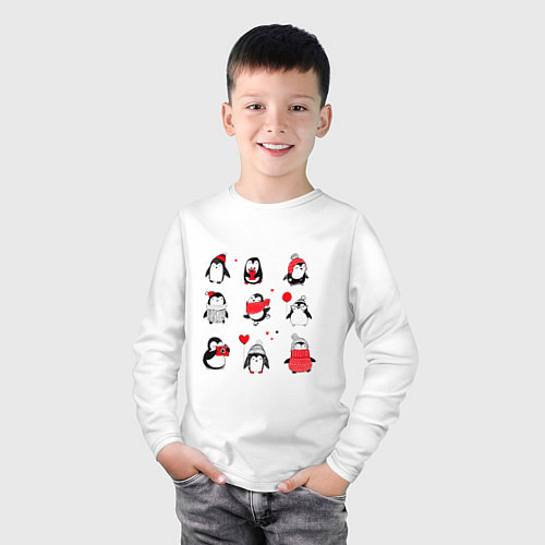 Детский лонгслив Positive penguins / Белый – фото 3