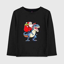 Лонгслив хлопковый детский Father Christmas on a dinosaur, цвет: черный