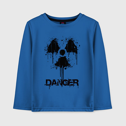 Детский лонгслив Danger radiation symbol / Синий – фото 1