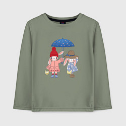 Лонгслив хлопковый детский Зайки под зонтом, цвет: авокадо