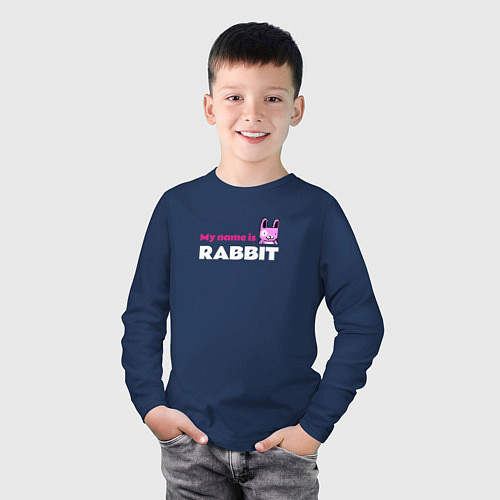 Детский лонгслив My name is Rabbit / Тёмно-синий – фото 3