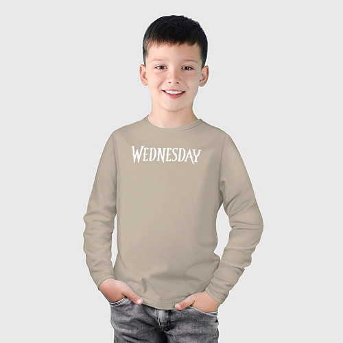 Детский лонгслив Wednesday Logo / Миндальный – фото 3