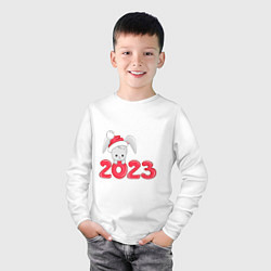 Лонгслив хлопковый детский Новый 2023, цвет: белый — фото 2