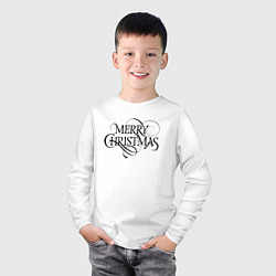 Лонгслив хлопковый детский Merry Christmas happy, цвет: белый — фото 2