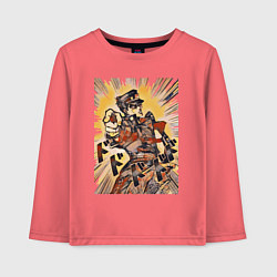 Лонгслив хлопковый детский Дзётаро Кудзё указывает пальцем, цвет: коралловый