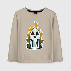 Лонгслив хлопковый детский Горящий длинный черепок, цвет: миндальный